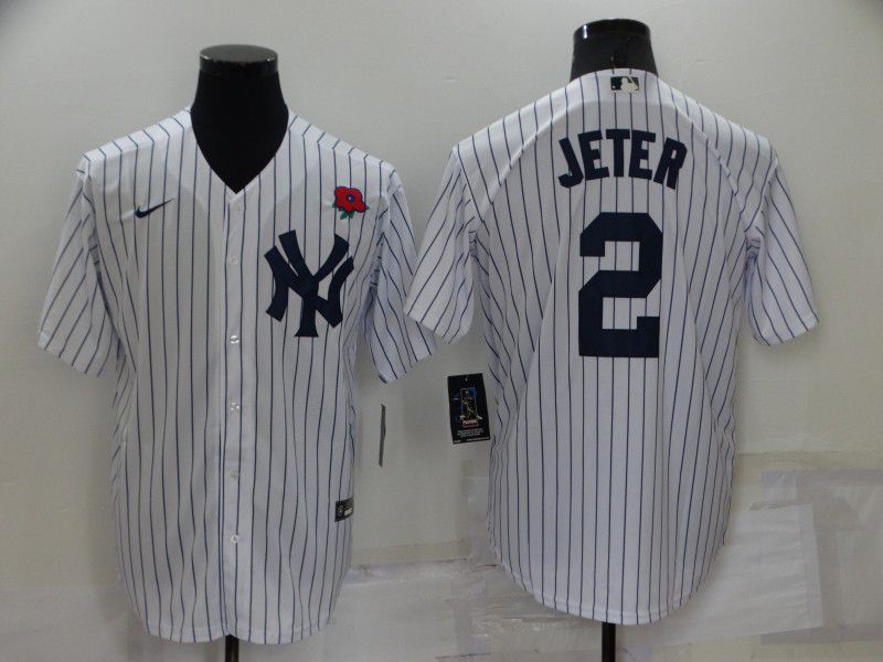 Men New York Yankees 2 Jeter White Strip Game 2022 Nike MLB Jerseys